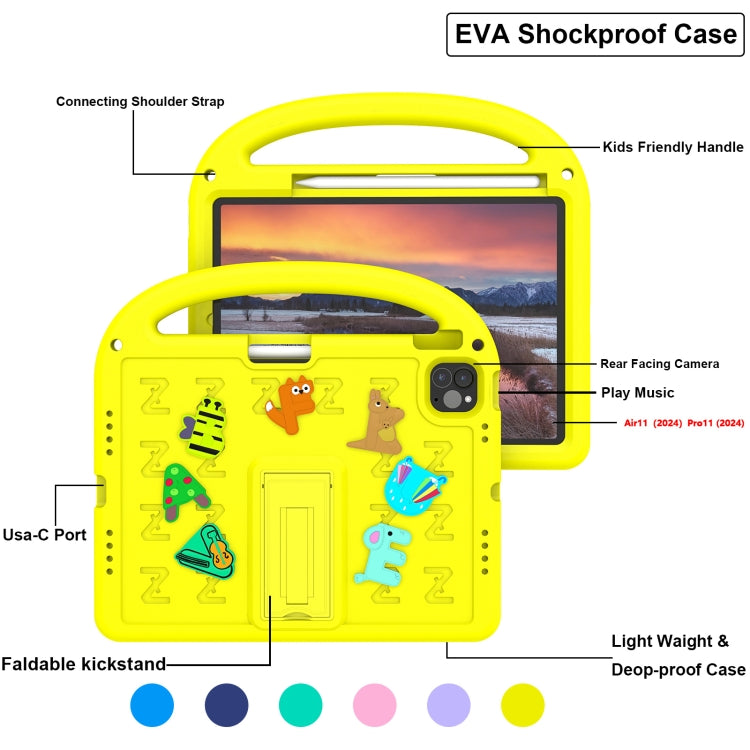 For iPad Air 11 2024 Cartoon Sparrow EVA Shockproof Tablet Case(Yellow) - iPad Air 11 2024 Cases by buy2fix | Online Shopping UK | buy2fix