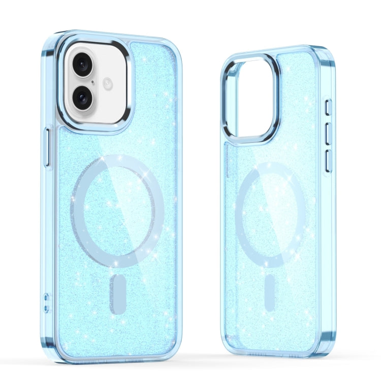 For iPhone 16 Plus Glitter MagSafe Shockproof Phone Case(Blue) - iPhone 16 Plus Cases by buy2fix | Online Shopping UK | buy2fix