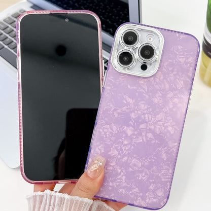 For iPhone 16 Pro Max Plating Glitter Texture TPU Phone Case with Lens Film(Pink Feather Yarn) - iPhone 16 Pro Max Cases by buy2fix | Online Shopping UK | buy2fix