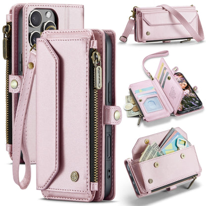 For iPhone 16 Pro CaseMe C36 Card Slots Zipper Wallet RFID Anti-theft Leather Phone Case(Pink) - iPhone 16 Pro Cases by CaseMe | Online Shopping UK | buy2fix