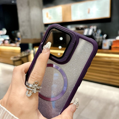 For iPhone 16 Pro CD-grain Gradient Glitter Magsafe Acrylic Hybrid TPU Phone Case(Purple) - iPhone 16 Pro Cases by buy2fix | Online Shopping UK | buy2fix