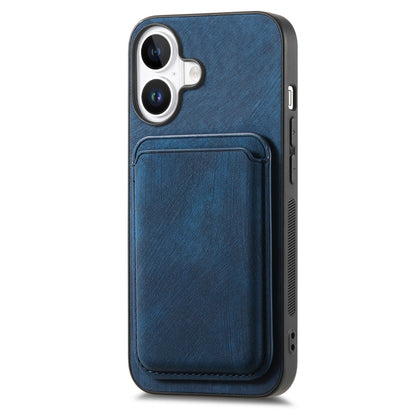 For iPhone 16 Retro Leather Card Bag Magnetic Phone Case(Blue) - iPhone 16 Cases by buy2fix | Online Shopping UK | buy2fix