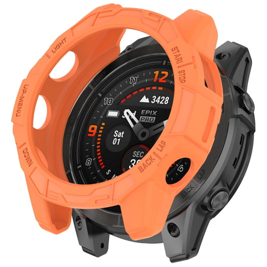 For Garmin Fenix E 47mm Armor Hollow TPU Half Coverage Watch Protective Case(Orange) - Watch Cases by buy2fix | Online Shopping UK | buy2fix