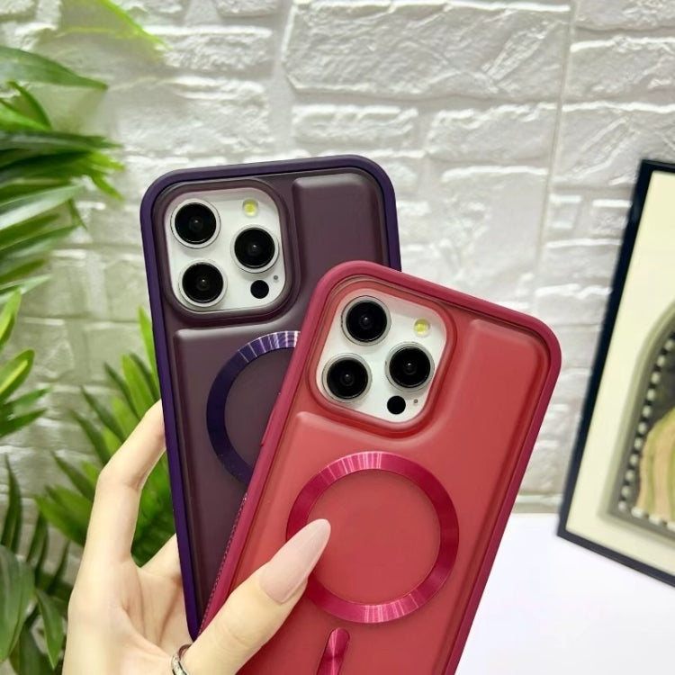 For iPhone 16 Pro Bread 3 in 1 MagSafe Acrylic Hybrid Silicone Phone Case(Dark Purple) - iPhone 16 Pro Cases by buy2fix | Online Shopping UK | buy2fix