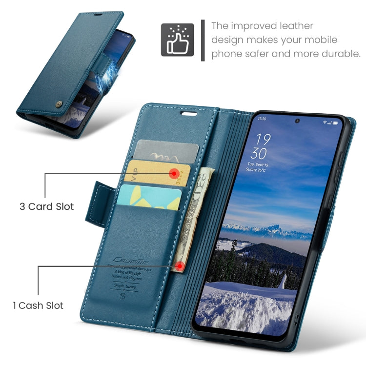 For OPPO Reno12 5G Global CaseMe 023 Butterfly Buckle Litchi Texture RFID Anti-theft Leather Phone Case(Blue) - Reno12 Cases by CaseMe | Online Shopping UK | buy2fix