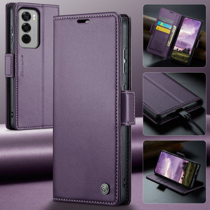 For OPPO Reno12 5G Global CaseMe 023 Butterfly Buckle Litchi Texture RFID Anti-theft Leather Phone Case(Purple) - Reno12 Cases by CaseMe | Online Shopping UK | buy2fix