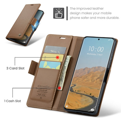 For Redmi Note 14 Pro 5G CaseMe 023 Butterfly Buckle Litchi Texture RFID Anti-theft Leather Phone Case(Brown) - Note 14 Pro Cases by CaseMe | Online Shopping UK | buy2fix