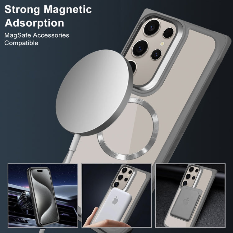 For Samsung Galaxy S25 Ultra 5G Plated CD Texture MagSafe Acrylic Hybrid TPU Phone Case(Gray) - Galaxy S25 Ultra 5G Cases by buy2fix | Online Shopping UK | buy2fix