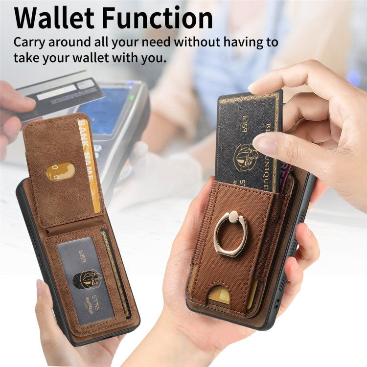 For Samsung Galaxy S25 5G Retro Splitable Magnetic Stand Card Bag Leather Phone Case(Brown) - Galaxy S25 5G Cases by buy2fix | Online Shopping UK | buy2fix