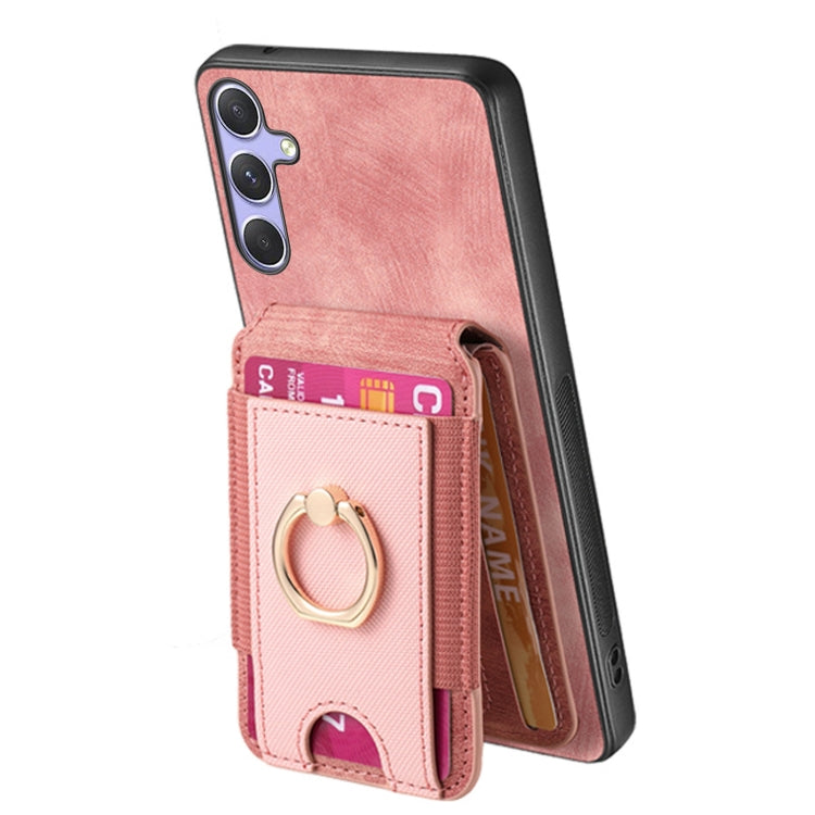 For Samsung Galaxy S25+ 5G Retro Splitable Magnetic Stand Card Bag Leather Phone Case(Pink) - Galaxy S25+ 5G Cases by buy2fix | Online Shopping UK | buy2fix