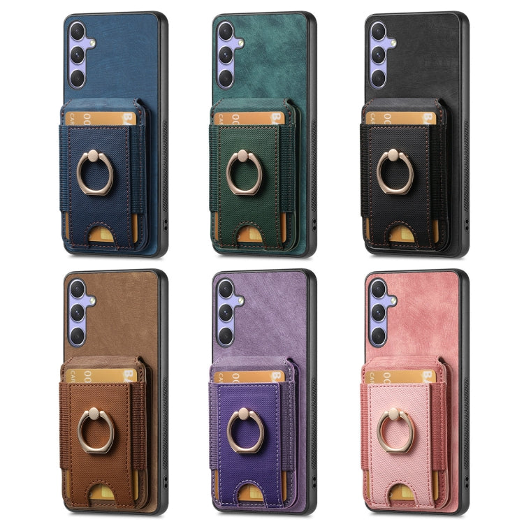 For Samsung Galaxy S25+ 5G Retro Splitable Magnetic Stand Card Bag Leather Phone Case(Purple) - Galaxy S25+ 5G Cases by buy2fix | Online Shopping UK | buy2fix