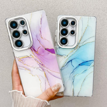 For Samsung Galaxy S25 5G Electroplated Marble Texture Phone Case(White M8) - Galaxy S25 5G Cases by buy2fix | Online Shopping UK | buy2fix