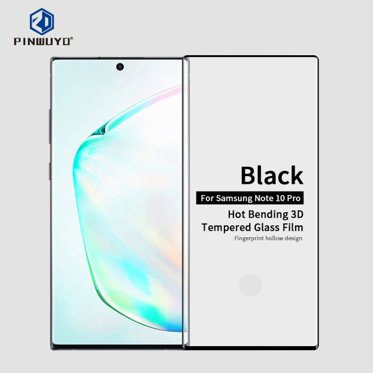 PINWUYO 9H 3D Hot Bending Tempered Glass Film for Galaxy Note10+（Black） - Galaxy Tempered Glass by PINWUYO | Online Shopping UK | buy2fix