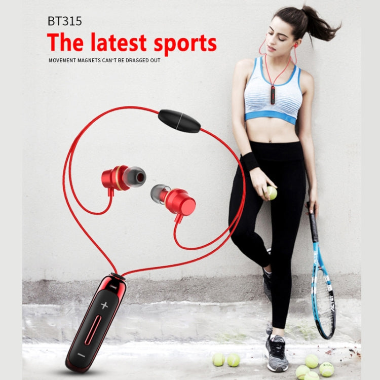 BT315 Sport Bluetooth Headset Wireless Stereo Earphone Bluetooth 4.1 Earpiece With Mic Sport Bass Magnetic Necklace Earpiece(Red) - Sport Earphone by buy2fix | Online Shopping UK | buy2fix