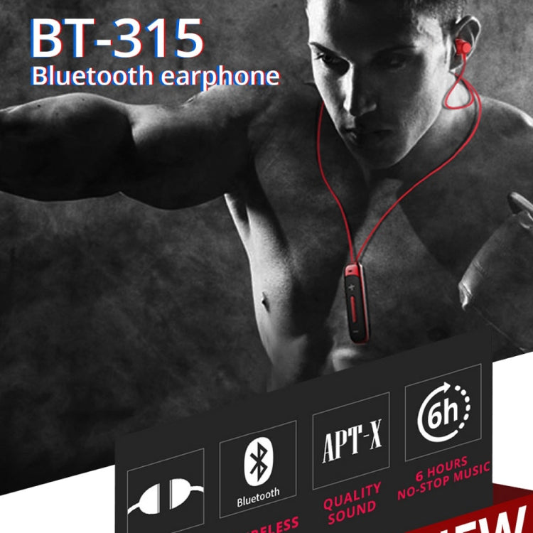 BT315 Sport Bluetooth Headset Wireless Stereo Earphone Bluetooth 4.1 Earpiece With Mic Sport Bass Magnetic Necklace Earpiece(Red) - Sport Earphone by buy2fix | Online Shopping UK | buy2fix