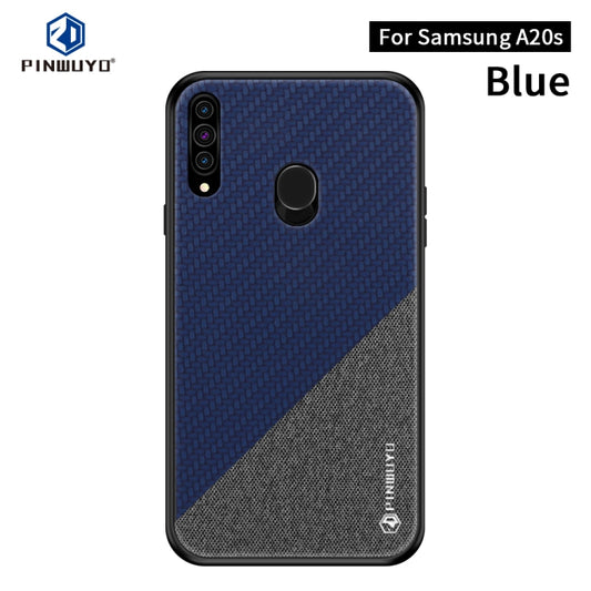 For Galaxy A20S PINWUYO Rong Series  Shockproof PC + TPU+ Chemical Fiber Cloth Protective Cover(Blue) - Galaxy Phone Cases by PINWUYO | Online Shopping UK | buy2fix