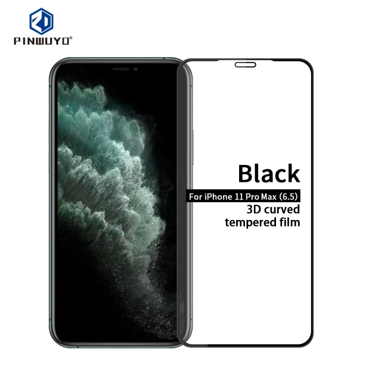 For iPhone 11 Pro Max  PINWUYO 9H 3D Curved Tempered Glass Film(Black) - iPhone 11 Pro Max Tempered Glass by PINWUYO | Online Shopping UK | buy2fix