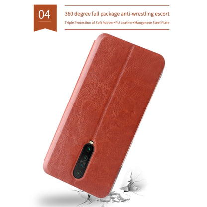 For Xiaomi RedMi K30 MOFI Rui Series Classical Leather Flip Leather Case With Bracket Embedded Steel Plate All-inclusive(Brown) - Xiaomi Cases by MOFI | Online Shopping UK | buy2fix