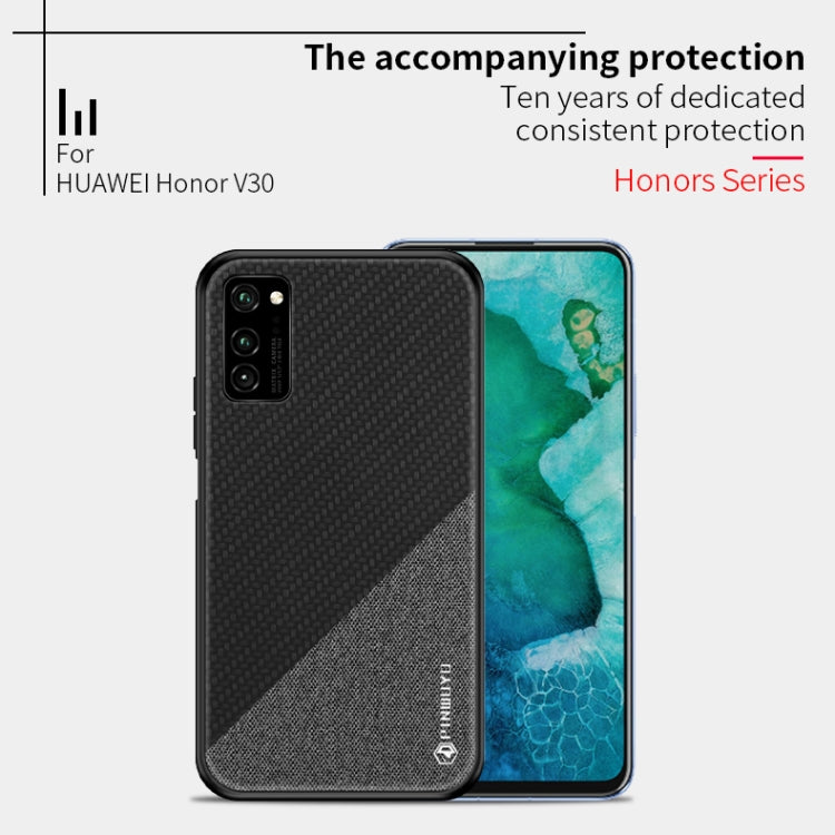 For Huawei Honor V30 / V30 Pro PINWUYO Rong Series  Shockproof PC + TPU+ Chemical Fiber Cloth Protective Case(Red) - Honor Cases by PINWUYO | Online Shopping UK | buy2fix