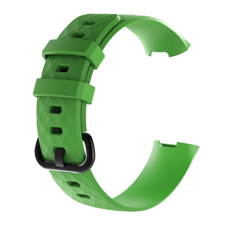 Diamond Pattern Silicone Watch Band for Fitbit Charge 4 Large Size:210*18mm(Green) - Watch Bands by buy2fix | Online Shopping UK | buy2fix