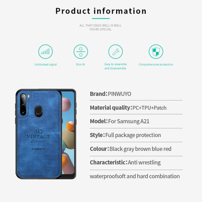 For Galaxy A21 PINWUYO Zun Series PC + TPU + Skin Waterproof And Anti-fall All-inclusive Protective Shell(Blue) - Galaxy Phone Cases by PINWUYO | Online Shopping UK | buy2fix