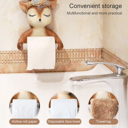 Punch-free Cartoon Animal Creative Home Roll Bathroom Wall-mounted Tissue Box(Little Deer) - Shelves by buy2fix | Online Shopping UK | buy2fix