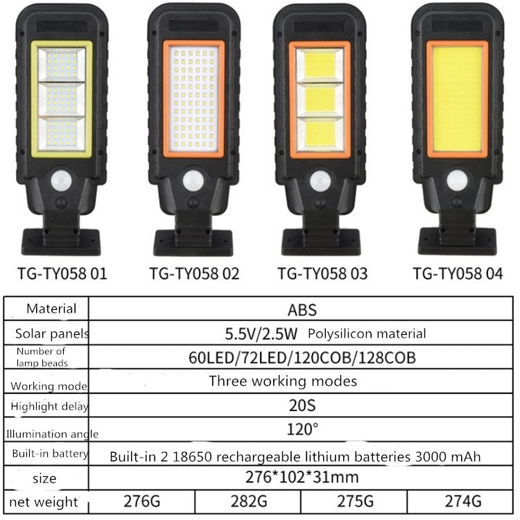 128 COB Solar Lamp Body Induction Wall Lamp LED Outdoor Waterproof Lighting Street Lamp(Green Edge) - Solar Lights by buy2fix | Online Shopping UK | buy2fix