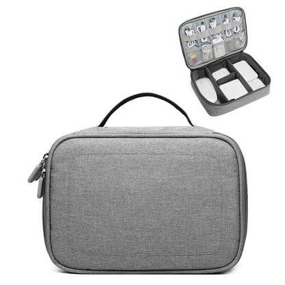 Single Layer Power Data Cable Storage Bag Digital Mobile Hard Disk Protective Cover(Gray) - Digital Storage Bag by buy2fix | Online Shopping UK | buy2fix