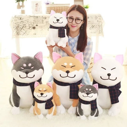 Couple Scarf Shiba Inu Dog Plush Toy, Color: Gray, Size:45cm - Soft Toys by buy2fix | Online Shopping UK | buy2fix