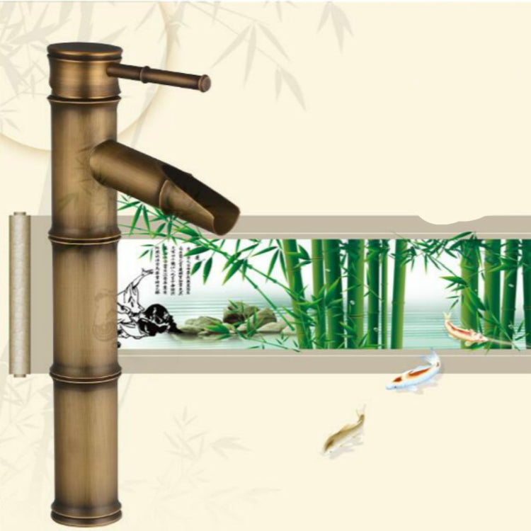 Antique Retro Hot Cold Water Bathroom Counter Basin Bamboo Waterfall Basin Copper Faucet, Specifications:Early 3 Knots - Faucets & Accessories by buy2fix | Online Shopping UK | buy2fix