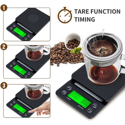 Hand Punch Coffee Scales Timing Electronic Timer Scale Kitchen Scales, Model:5kg/0.1g(Wine Red) - Kitchen Scales by buy2fix | Online Shopping UK | buy2fix