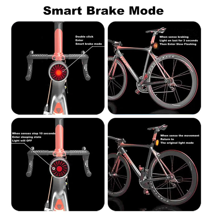 Bicycle Smart Sensor Brake Light USB Tail Light Warning Light(Blue) - Taillights by buy2fix | Online Shopping UK | buy2fix