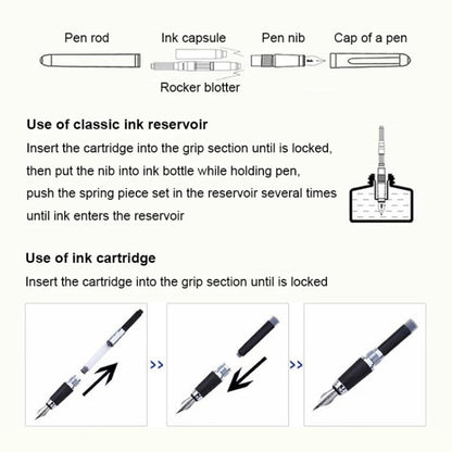 X750 Stationery Stainless Steel Fountain Pen Medium Nib Ink Pens School Oiifice Gift, Nib Size:1.1mm(Matte Black) - Fountain Pens by buy2fix | Online Shopping UK | buy2fix