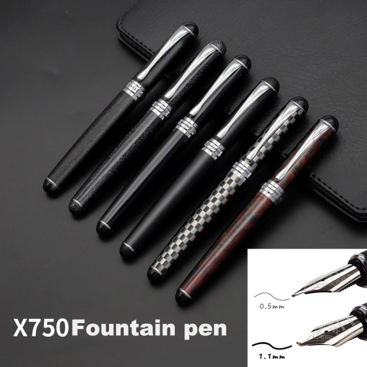 X750 Stationery Stainless Steel Fountain Pen Medium Nib Ink Pens School Oiifice Gift, Nib Size:1.1mm(Matte Black) - Fountain Pens by buy2fix | Online Shopping UK | buy2fix