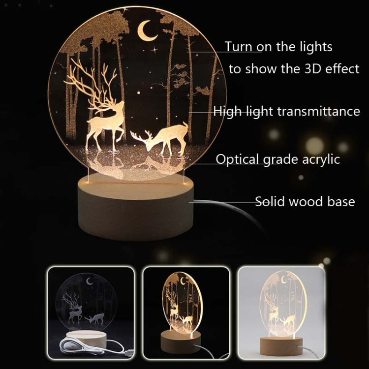 3D Atmosphere Decorative Light Acrylic Inner Carved LED Night Light Creative Girl Table Lamp(Full Moon) - Novelty Lighting by buy2fix | Online Shopping UK | buy2fix