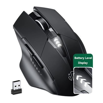 Inphic A1 6 Keys 1000/1200/1600 DPI Home Gaming Wireless Mechanical Mouse, Colour: Black Wireless+Bluetooth 4.0+Bluetooth 5.0 - Wireless Mice by Inphic | Online Shopping UK | buy2fix