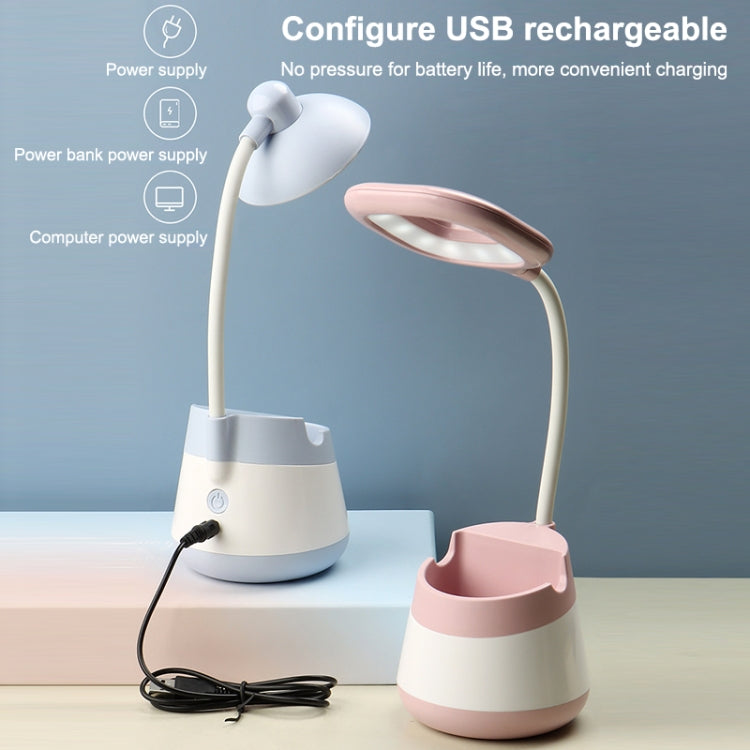 USB Charging LED Desk Light Eye Protection Lamp with Pen Holder and Phone Holder(CS276-4 Pink) - Desk Lamps by buy2fix | Online Shopping UK | buy2fix