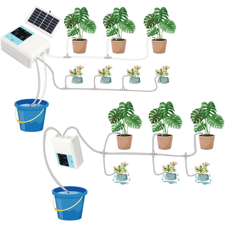 G89456 Solar Intelligent Voice Timing Automatic Flower Watering Device Lazy Plant Dripper, Specification: Single Pump 10 Sets(White) - Watering & Irrigation by buy2fix | Online Shopping UK | buy2fix