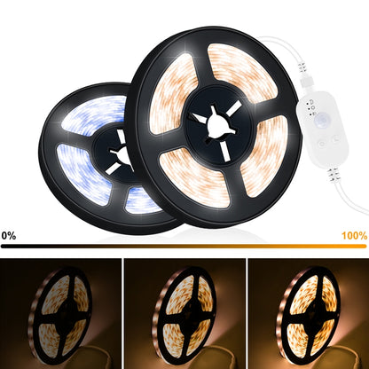 LED Light Strip USB Human Intelligent Induction Waterproof Light Strip 2835 Patch Cabinet Wardrobe Soft Light Strip 5m(3000K Warm White) - Sensor LED Lights by buy2fix | Online Shopping UK | buy2fix