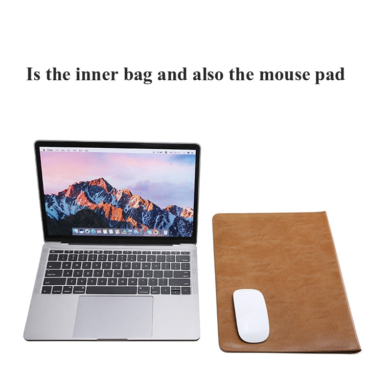 Horizontal Litchi Texture Laptop Bag Liner Bag For MacBook 15 Inch A1707 / 1990(Liner Bag+Power Bag Brown) - Protective Bags by buy2fix | Online Shopping UK | buy2fix