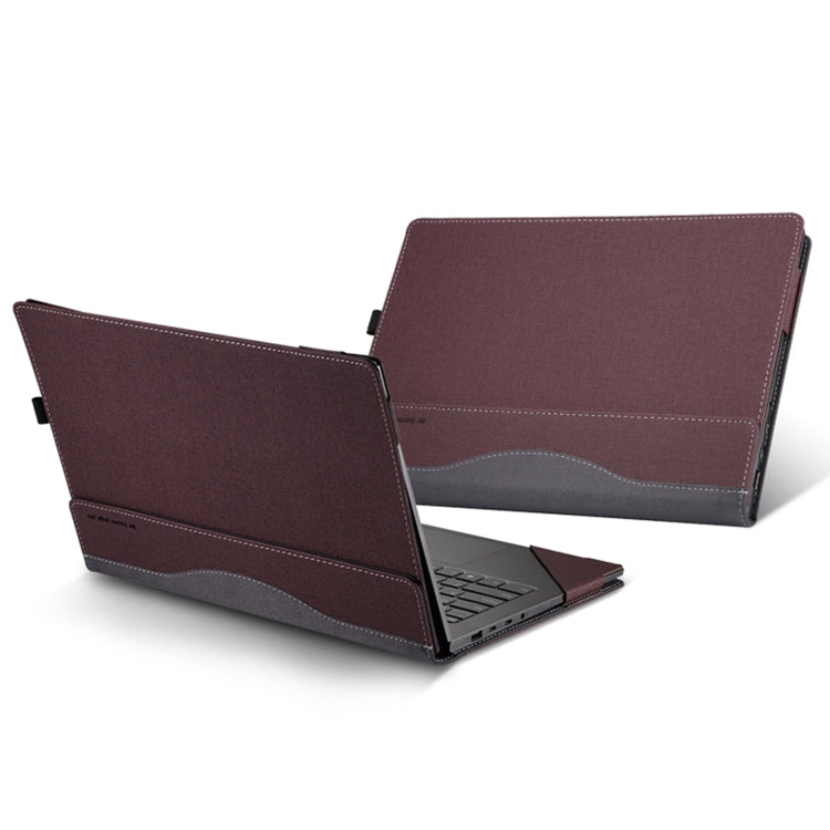 For Samsung Galaxy Book 2 Pro 360 13.3 Inch Leather Laptop Anti-Fall Protective Case With Stand(Wine Red) - 13.3 inch by buy2fix | Online Shopping UK | buy2fix