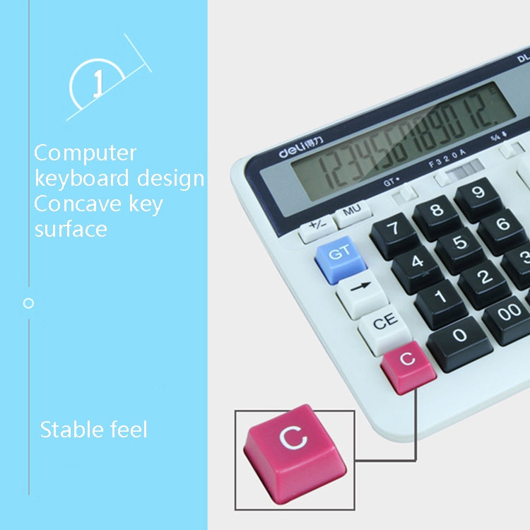 Deli 2135 Computer Keyboard Calculator Big Button Bank Office Finance Accounting Solar Calculator(White) - Calculator by Deli | Online Shopping UK | buy2fix