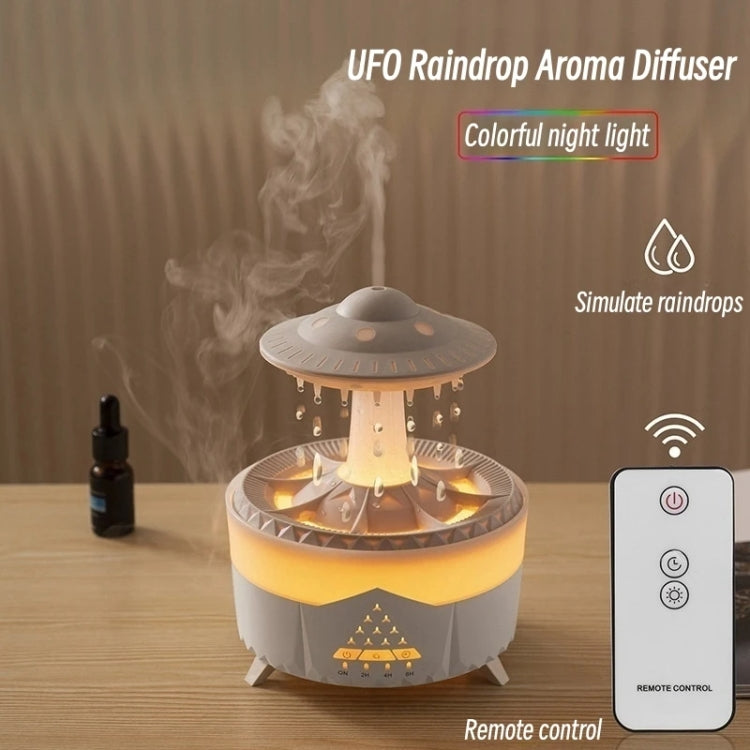 UFO Water Drop Aromatherapy Humidifier Desktop Remote Control Diffuser, Plug: UK Plug(White) - Air Purifiers & Accessories by buy2fix | Online Shopping UK | buy2fix