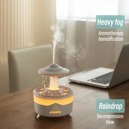 UFO Water Drop Aromatherapy Humidifier Desktop Remote Control Diffuser, Plug: UK Plug(Wood Grain) - Air Purifiers & Accessories by buy2fix | Online Shopping UK | buy2fix