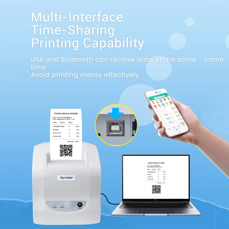 Xprinter XP-D58IIIL 57mm Thermal Label Printer Bill Cashing Printer, Spec: USB+LAN Port(US Plug) - Printer by Xprinter | Online Shopping UK | buy2fix