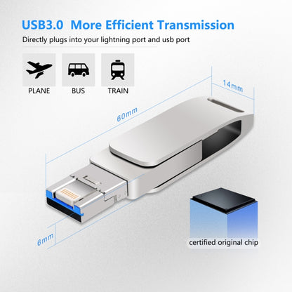 16 GB USB 3.0 + 8 Pin + USB-C / Type-C 3 in 1 Phone Computer Metal Rotatable U-Disk(Silver Gray) - U Disk & Card Reader by buy2fix | Online Shopping UK | buy2fix