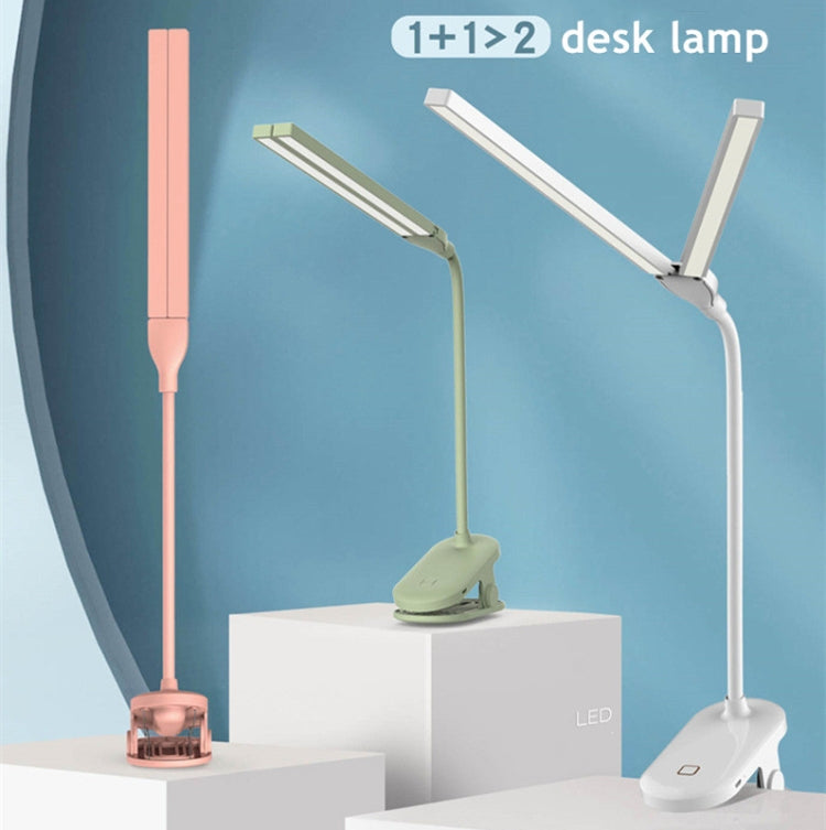 TD5 Double Lamp Head USB Desktop Clip Table Lamp,Style: Rechargeable Version (Pink) - Desk Lamps by buy2fix | Online Shopping UK | buy2fix