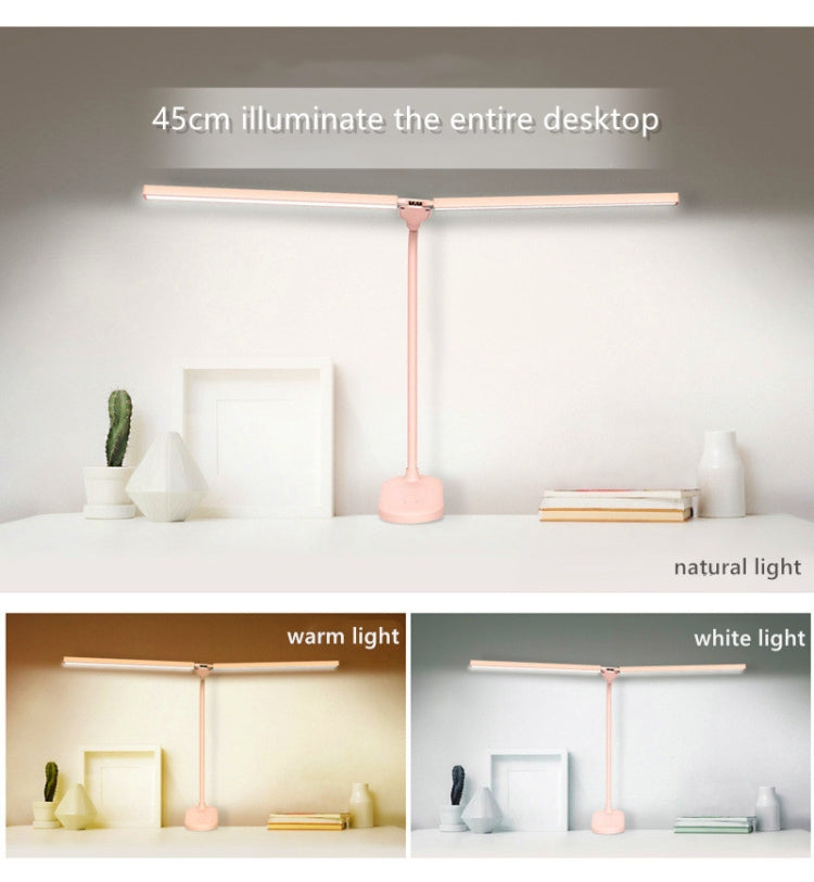 TD5 Double Lamp Head USB Desktop Clip Table Lamp,Style: Rechargeable Version (Pink) - Desk Lamps by buy2fix | Online Shopping UK | buy2fix