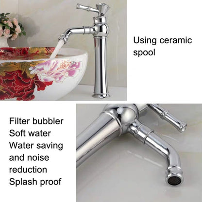 All Bronze Bathroom Basin Hot And Cold Water Faucet, Style: Electroplated High Model - Faucets & Accessories by buy2fix | Online Shopping UK | buy2fix