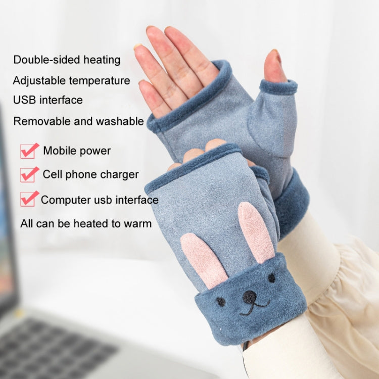 Winter USB Rechargeable Heated Half Palm Adult Gloves, Size: Free Size(Blue) - Safety Gloves by buy2fix | Online Shopping UK | buy2fix